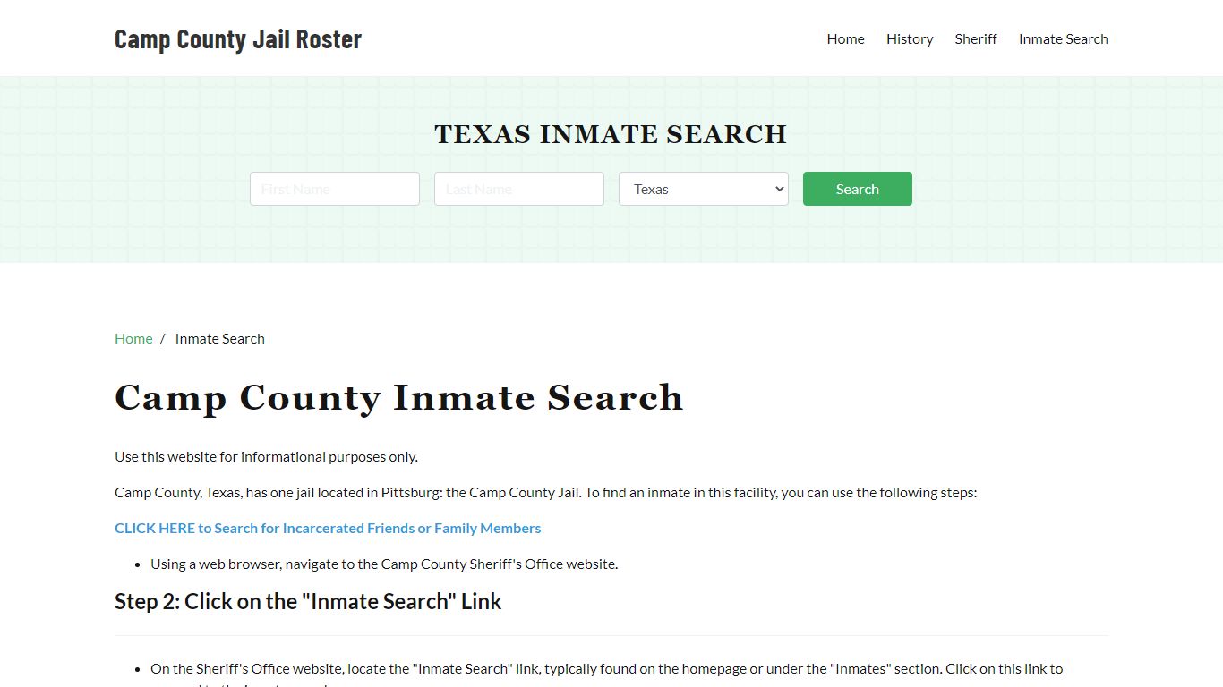 Camp County, TX Detainee Lookup