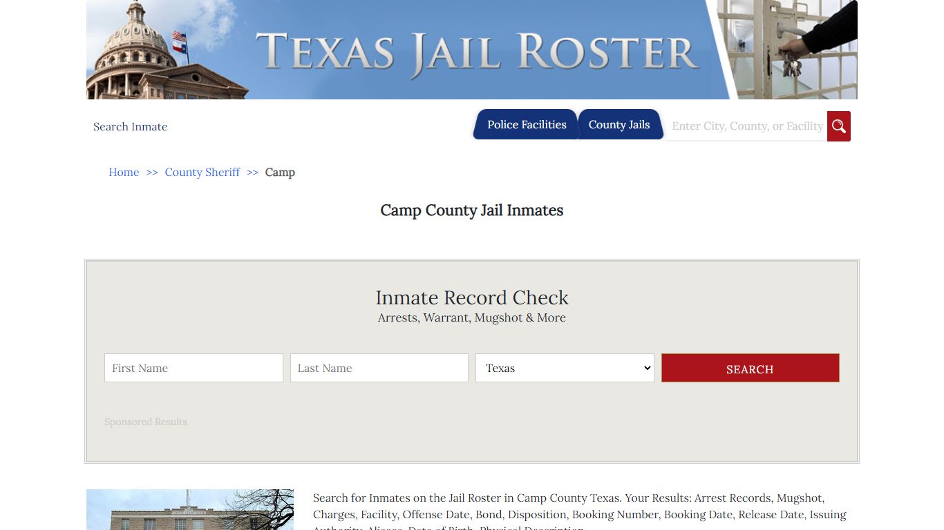 Camp County Jail Inmates - Jail Roster Search