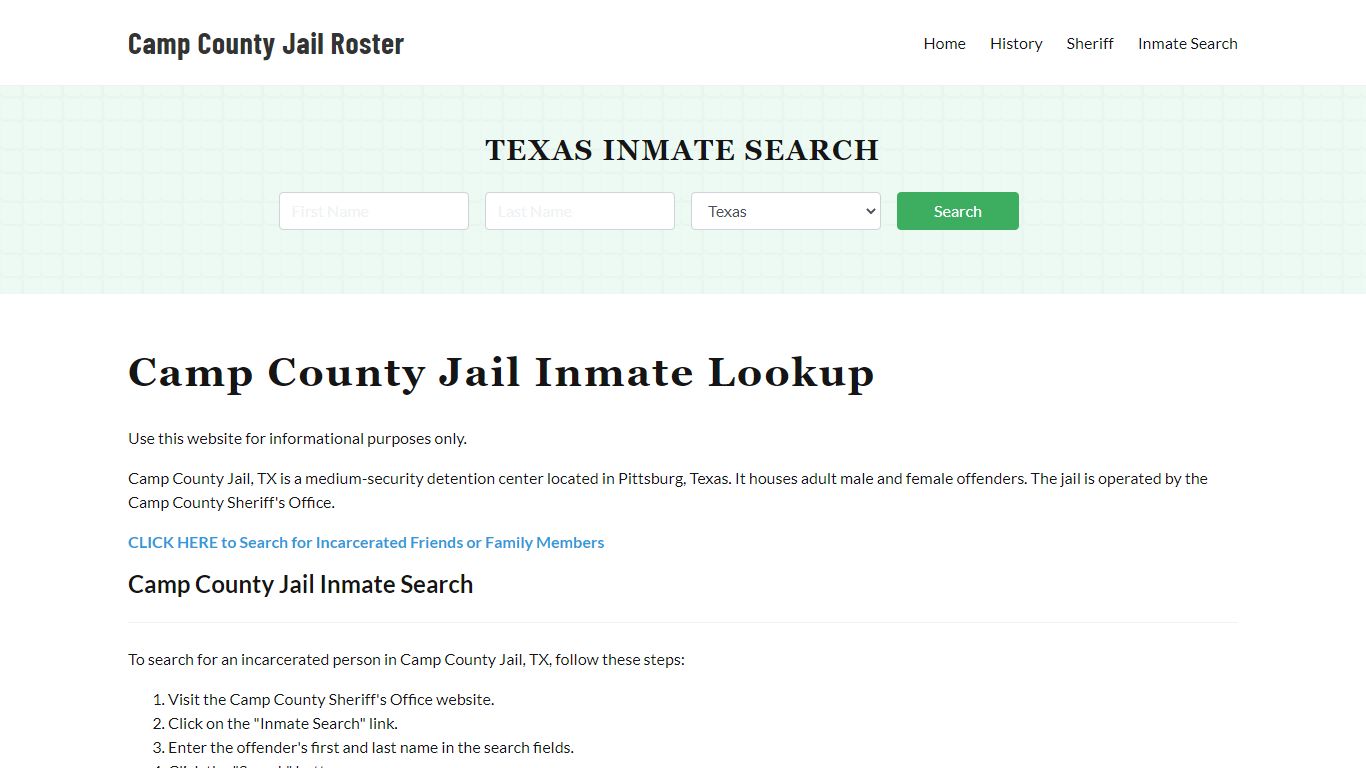 Camp County Jail Roster Lookup, TX, Inmate Search