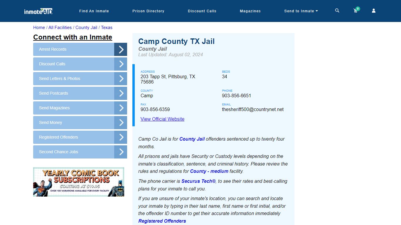 Camp County TX Jail - Inmate Locator